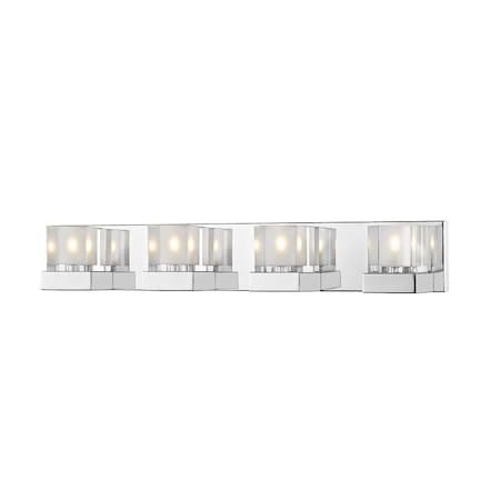 Z-Lite Fallon 4 Light Vanity, Chrome & Clear, Frosted 467-4V-CH